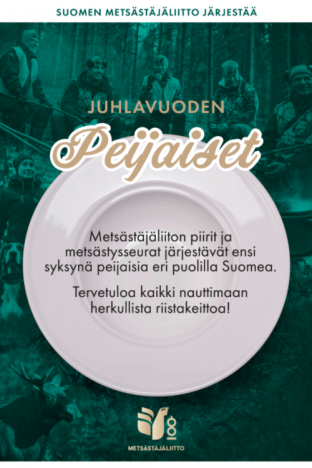 Jubileumsjaktfester ordnas på hösten i alla Jägarförbundets distrikt. Hela Finlands folk hälsas välkomna att smaka på älgsoppa.